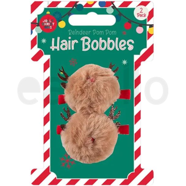 2pcs Reindeer Pom Pom Hair Bobbles - 5cm