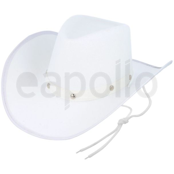 Adult Cowboy Hat with Studded Band & Cord - White