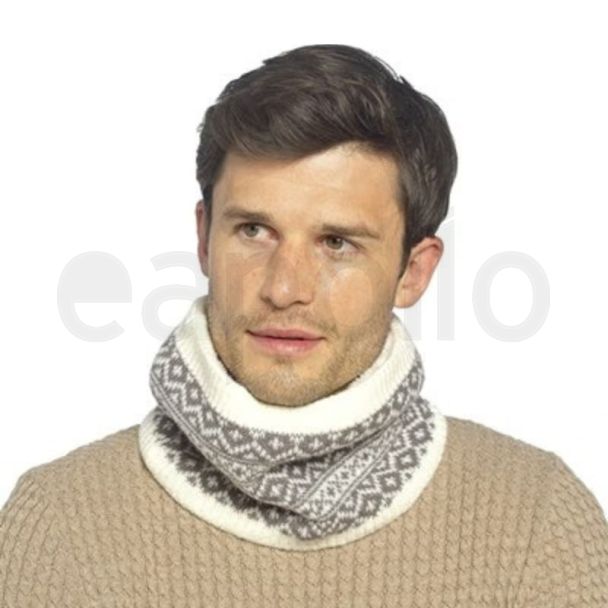Adults Fairisle Knit Ted Neckwarmer - Cream & Black - 12 Pack