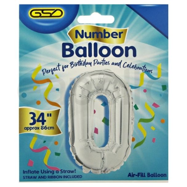 Wholesale Air Fill Number 0 Balloon - Silver