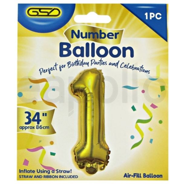 Wholesale GSD Large 34" Foil Balloon Number 1- Gold 