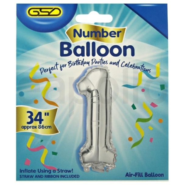 Wholesale Air Fill Number 1 Balloon - Silver