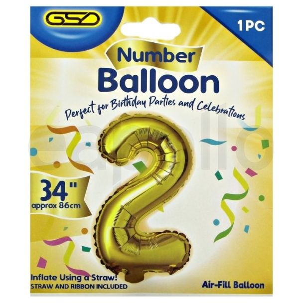 Air Fill Number 2 Balloon - Gold 