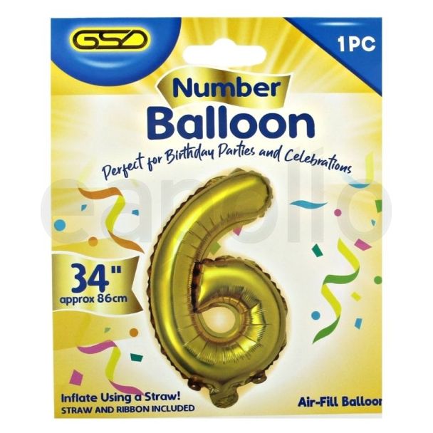 Wholesale GSD Large 34" Foil Balloon Number 6