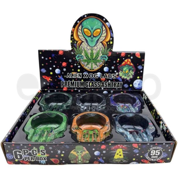 Alien X og Labs Design Glass Ashtray - Assorted (9.5x7.5x4cm)