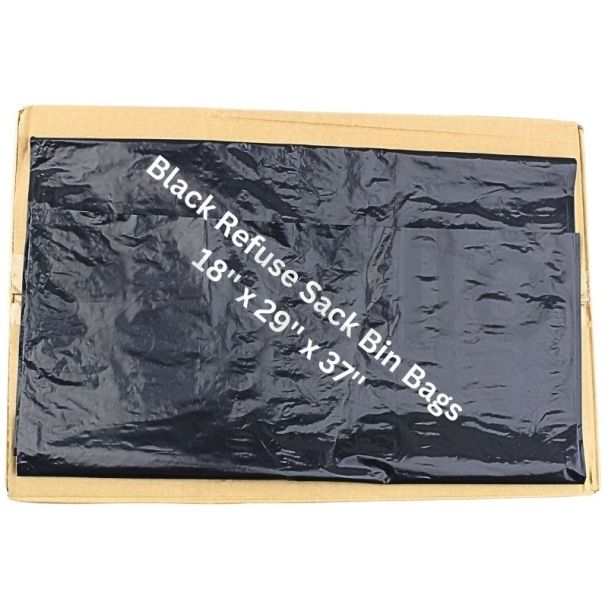 Black Refuse Sack Bin Bags 18x29x37"