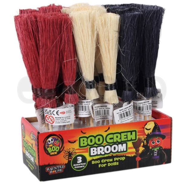 Boo Crew Mini Witch's Broom - Assorted - 20cm