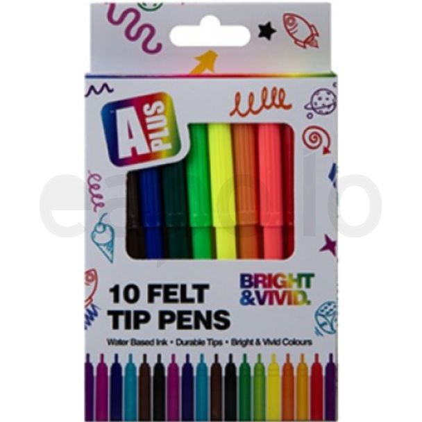 Bright & Vivid Felt Tip Pens - (10 pcs )