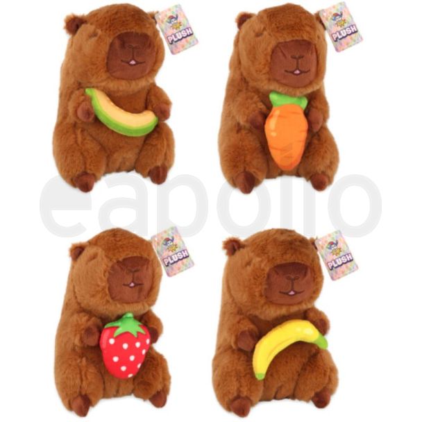 Capybara Plush Toy Holding Fruit - Assorted - 17cm