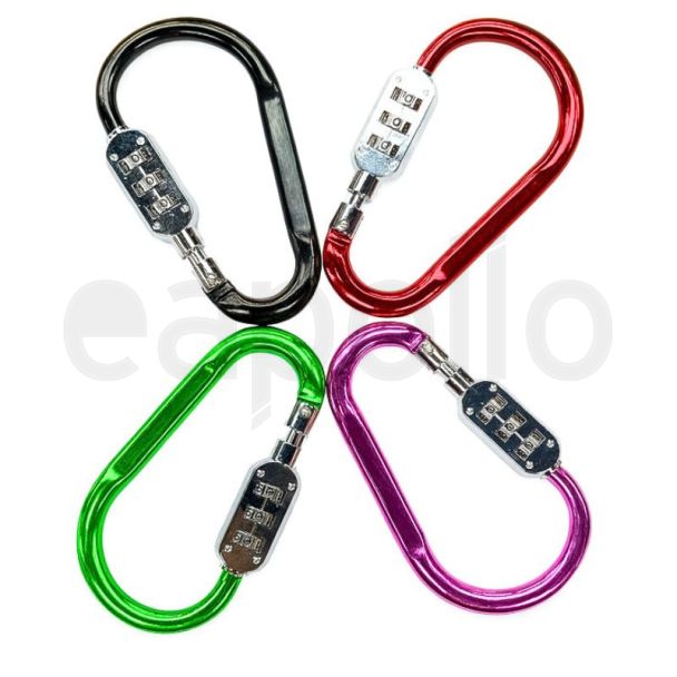 Carabiner Lock with Resettable Ring Code - Assorted 