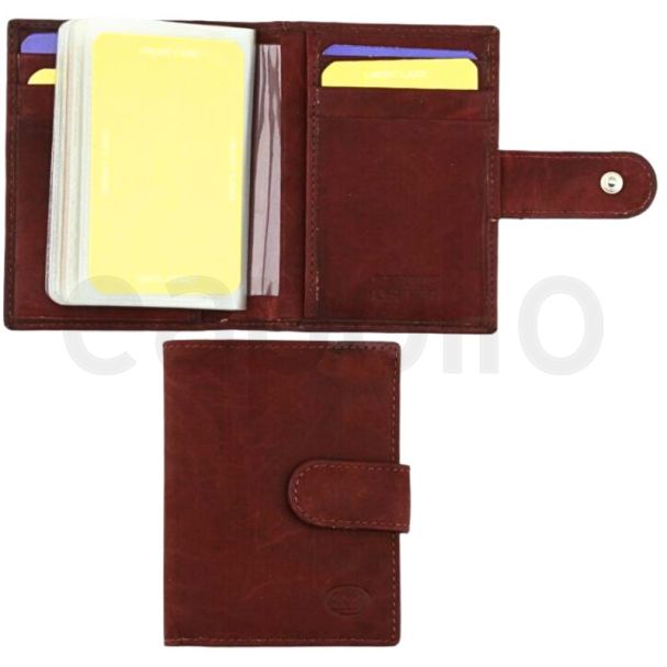 Florentino Genuine Leather Credit Card Holder - Red Brown