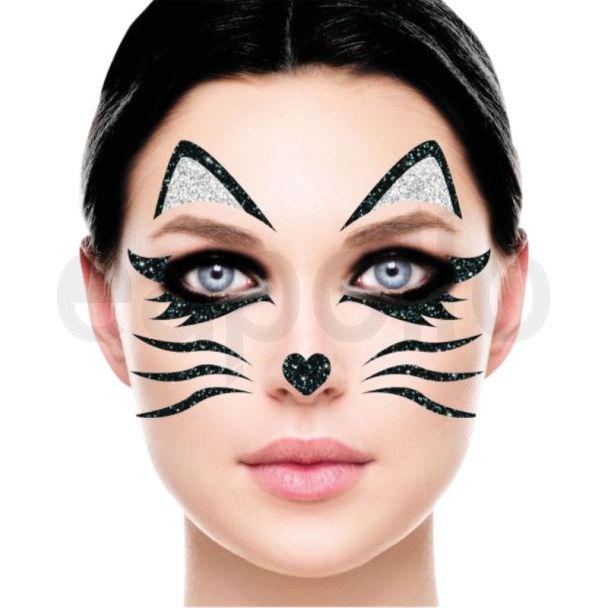 Cat Face Halloween Glitter Makeup 