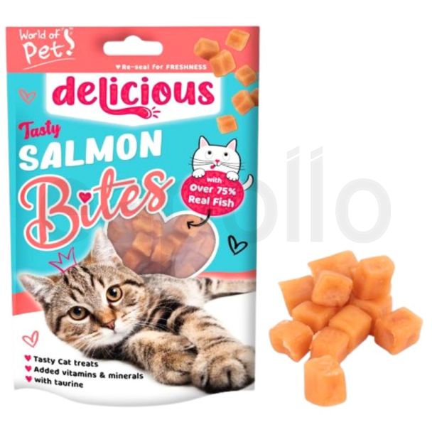 World of Pets - Cat Treats - Tasty Salmon Bites - 80g (BB-01/06/2026)