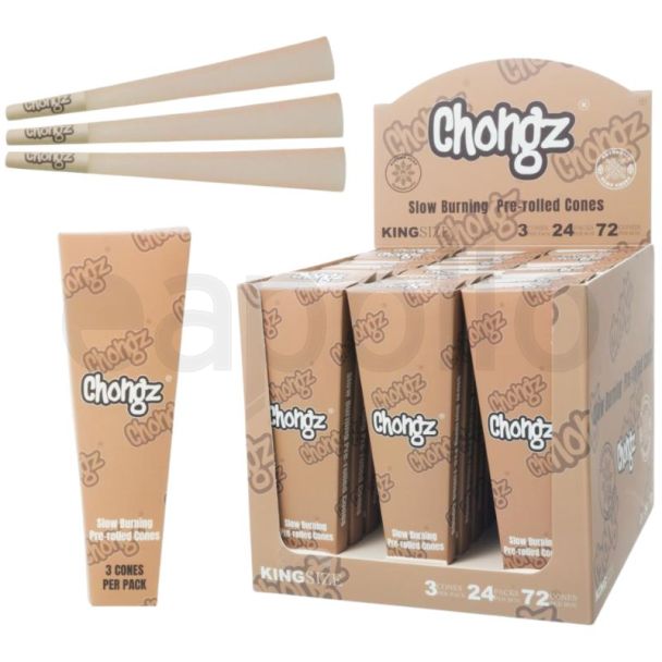 Chongz 3pcs Organic King Size Pre-rolled Cones - 24 packs