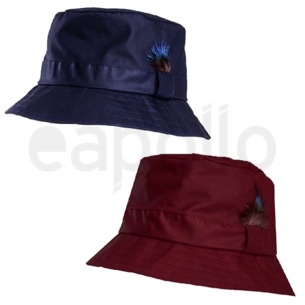 Adults Wax Bush Hat With Feather Detail - Asst. Colours & Sizes