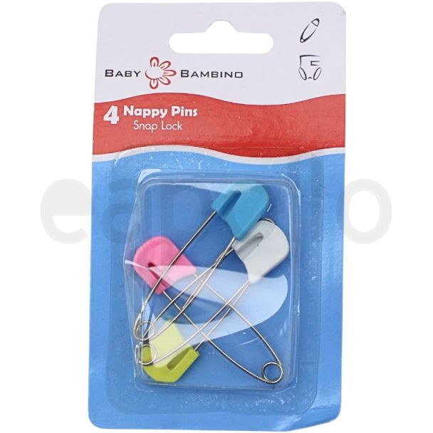 Duralon 4pcs Large Snap Lock Nappy Pins - Assorted 