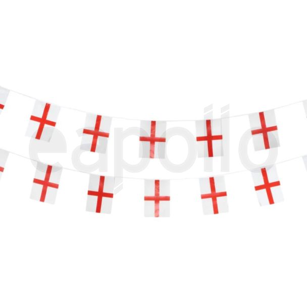 England Flag Rectangle Bunting - 10 Meters (Plastic)