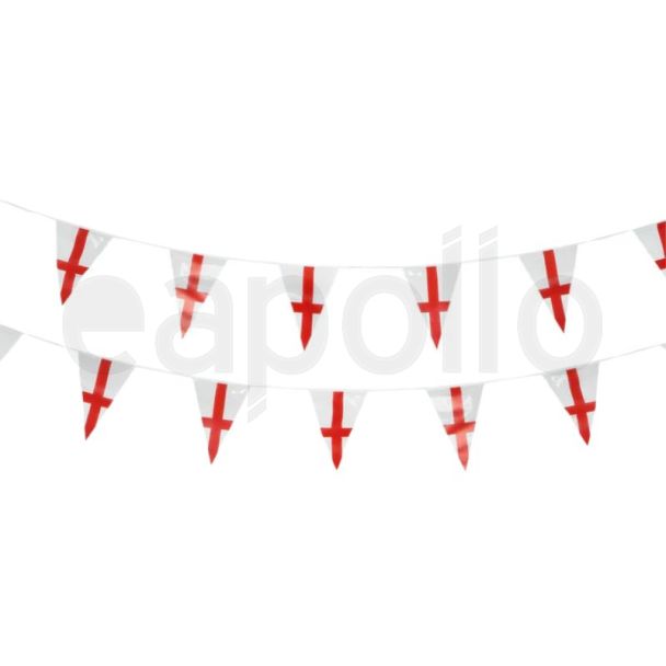England Flag Triangle Bunting - 10 Meters (Plastic)