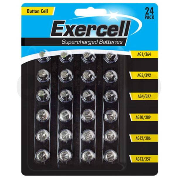 Exercell Button Cell Batteries - Assorted (Pack of 24)