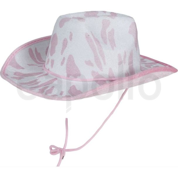 Felt Cowboy Hat - White & Pink