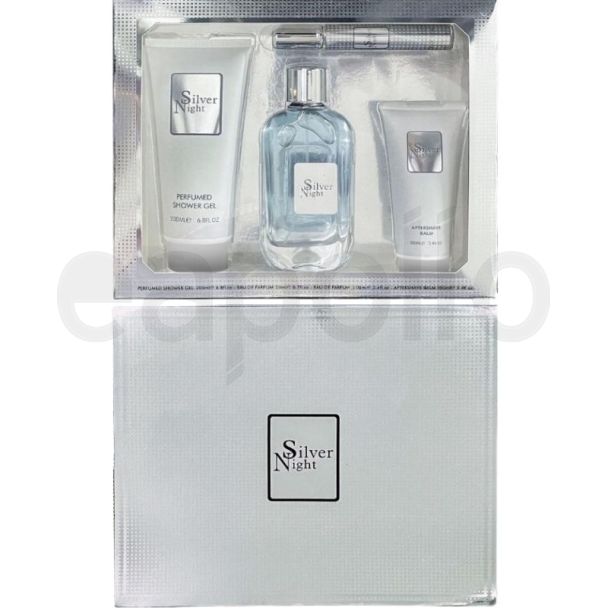 Fine Perfumery Mens 4 Pieces Gift Set - Silver Night