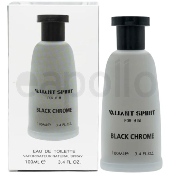 Fine Perfumery Men's EDT Perfume - Valiant Spirit Black Chrome (100ml)