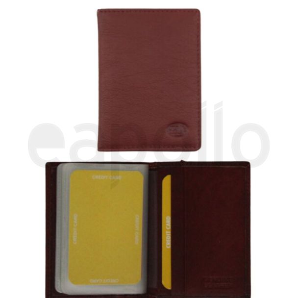 Florentino Bifold Genuine Leather Credit Card Holder- Bordo