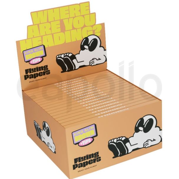 Flying Papers Brown King Slim Size Paper & Filter Tips - 24 booklets