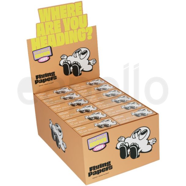 Flying Papers Brown Slim Rolls & Filter Tips - 24 Booklets