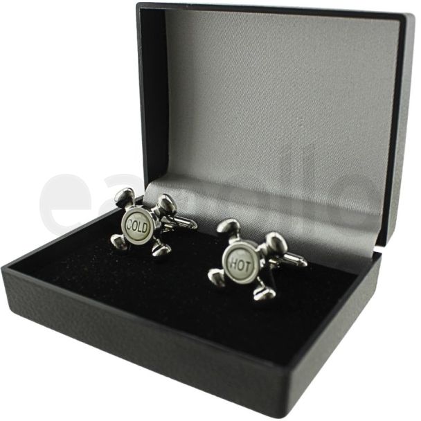 Gents Silver Hot and Cold Tap Style Cufflinks
