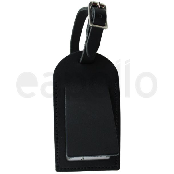 Genuine Leather Personalised Luggage Tag - Black