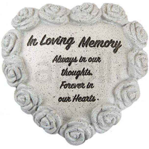 Graveside Heart Memorial with Wrap-Around Rose Detail – In Loving Memory (14cm)