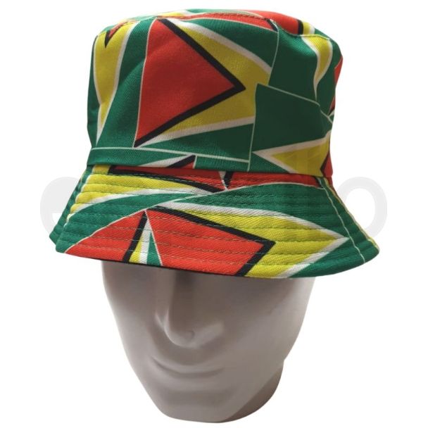 Adults 100% Cotton Guyana Flag Design Bucket Hat 