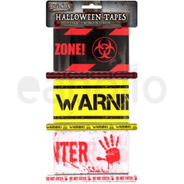Halloween Warning Tape - 3 Assorted Tapes - 3m x 7cm