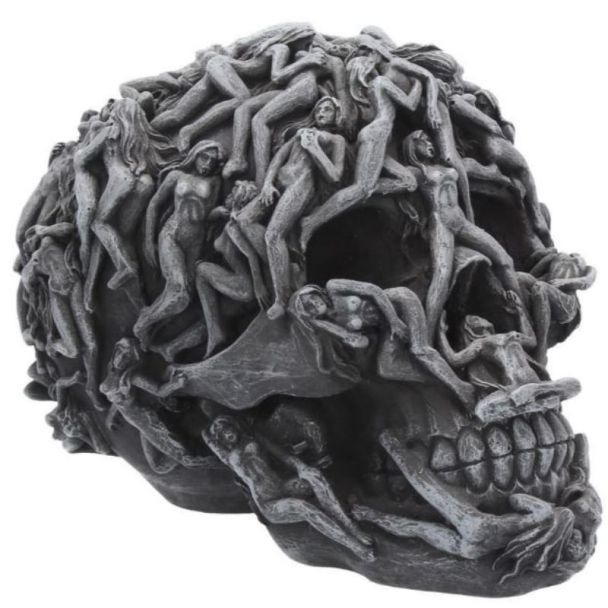 Hell's Desire Skull with Naked Temptress Figures Ornament - 18cm