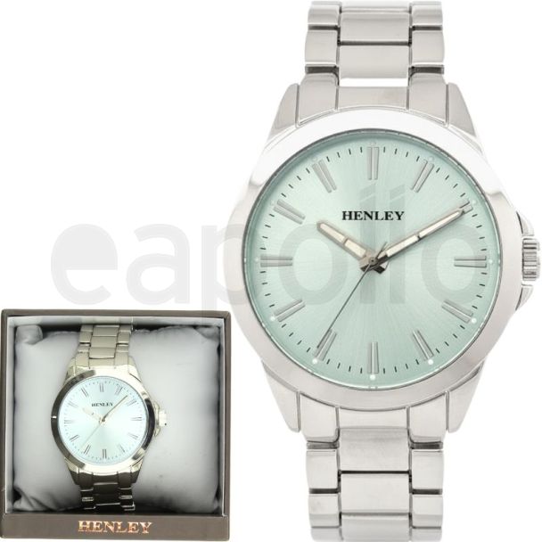 Henley Classic Round Dial Men's Metal Bracelet Watch - Light Mint Green/Silver