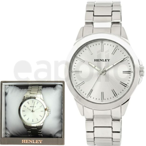 Henley Classic Round Dial Men's Metal Bracelet Watch - Silver