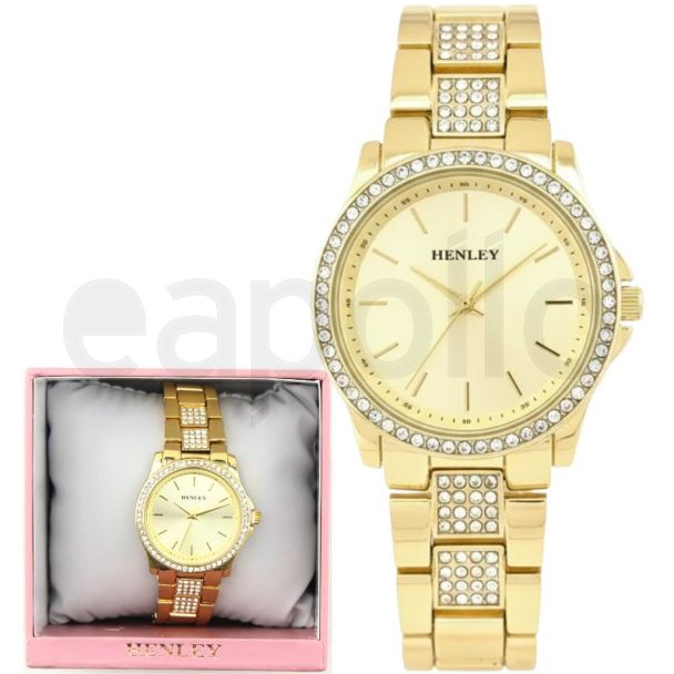Henley Crystal Bracelet Ladies Watch - Gold