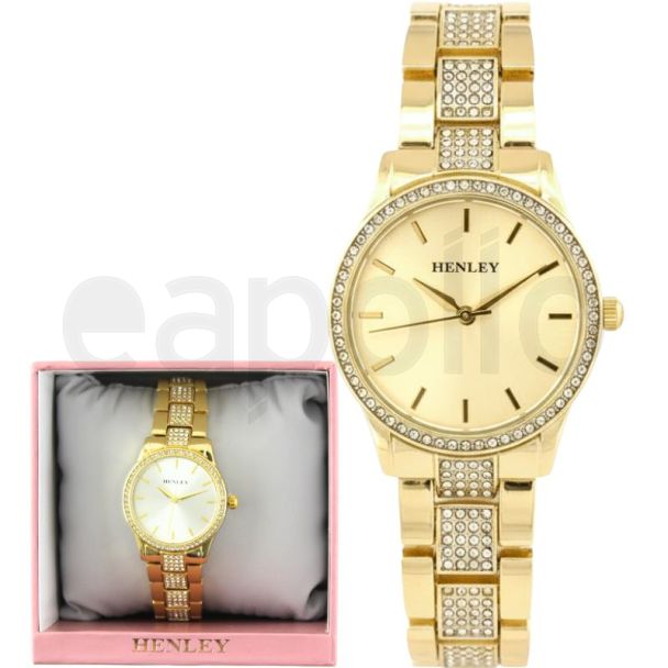 Henley Metal Diamante Bracelet Ladies Watch - Gold