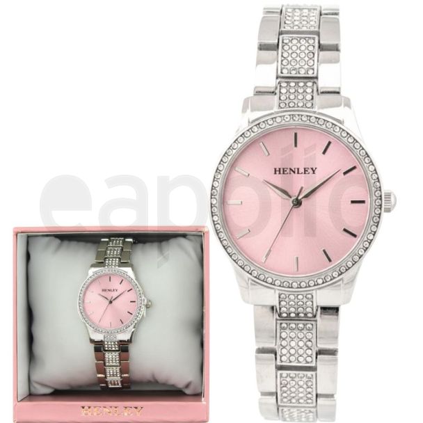 Henley Metal Diamante Bracelet Ladies Watch - Pink/Silver