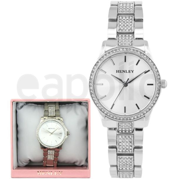 Henley Metal Diamante Bracelet Ladies Watch - Silver