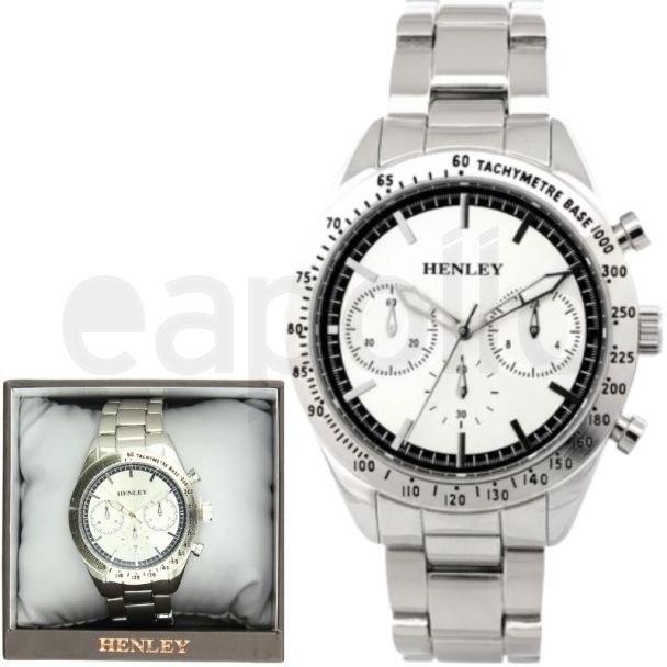 Henley Round Multi-Dial Men's Metal Bracelet Watch - Silver