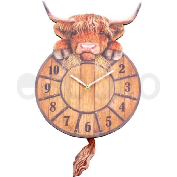 Highland Tickin' Cow Pendulum Clock