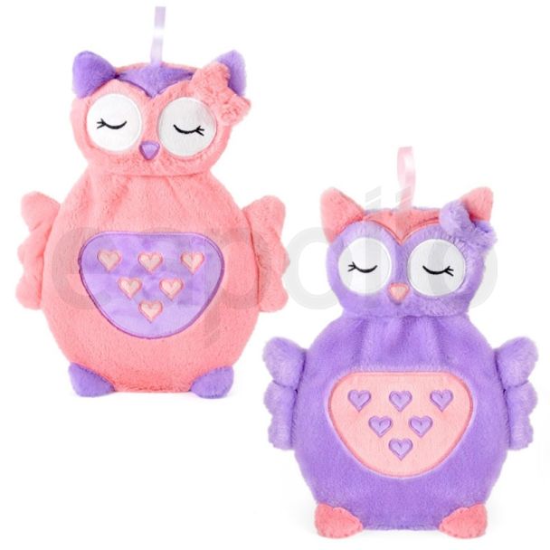 3D Owl Plush Hot Water Bottles - Assorted 