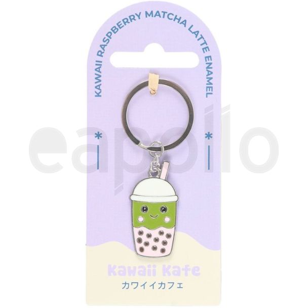 Kawaii Matcha Bubble Tea Enamel Keyring - 7.5cm