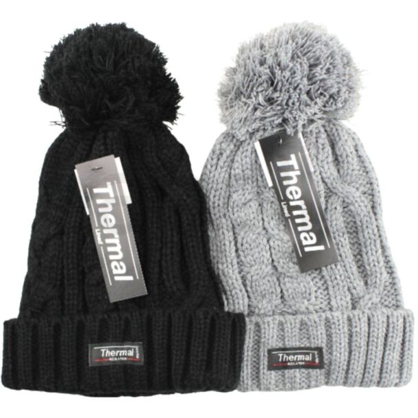 Kids chunky Knitted Bobble Hat - Assorted Colours 