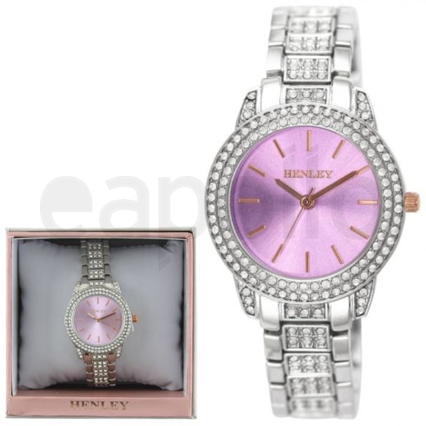 Ladies Henley Metal Bracelet Watch - Silver/Lilac
