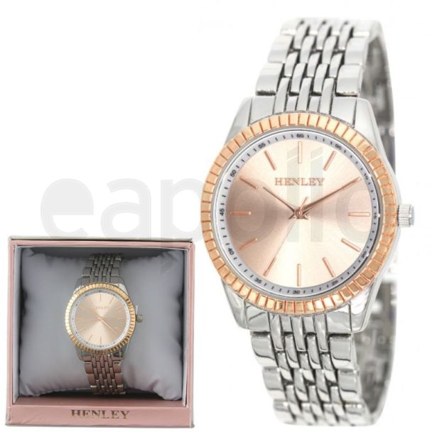 Ladies Henley Metal Bracelet Watch - Silver/Rose Gold