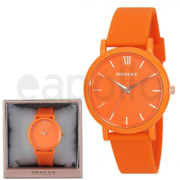 Ladies Henley Silicone Strap Watch - Orange 
