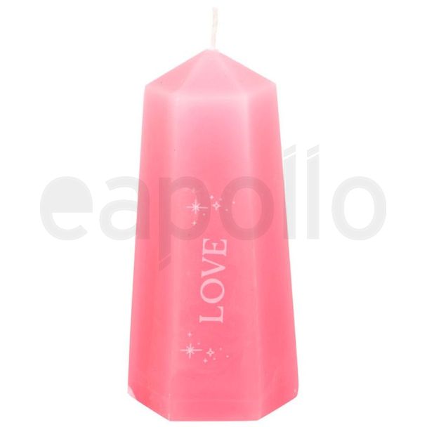 Love Crystal Candle with Rough Rose Quartz